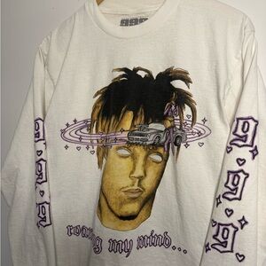 Juice Wrld 999 Merch Graphic Long Sleeve Shirt - White and Purple Medium